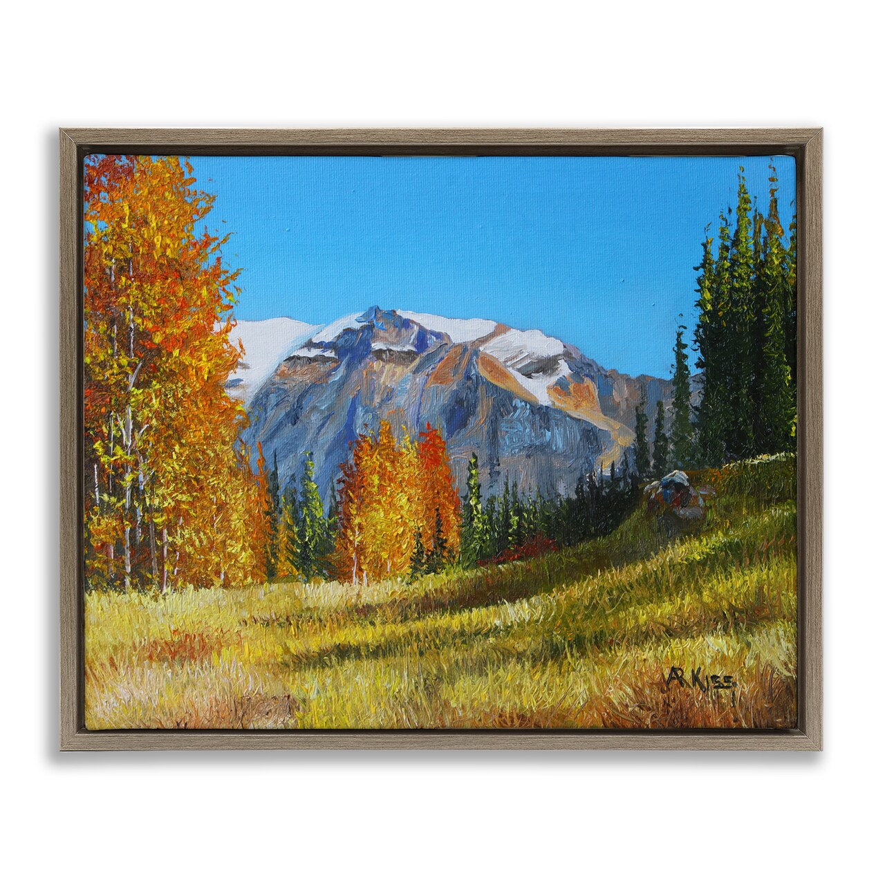 Stupell Industries Autumnal Mountain Valley Framed Floater Canvas Wall Art Design by Andrew Kiss